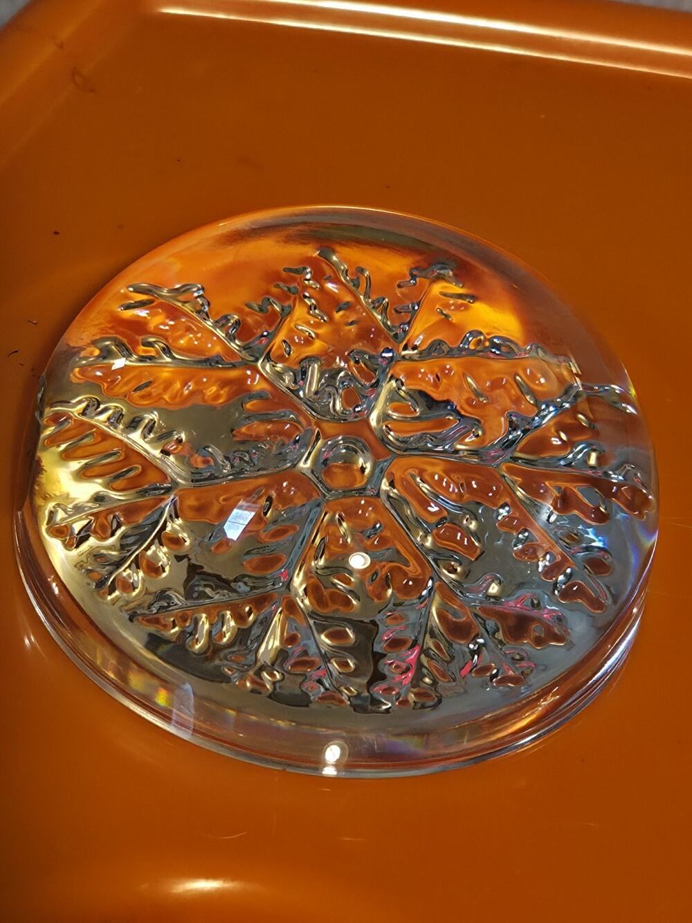 Cristal France Snowflake Design 24% Lead Crystal Clear Glass Paperweight